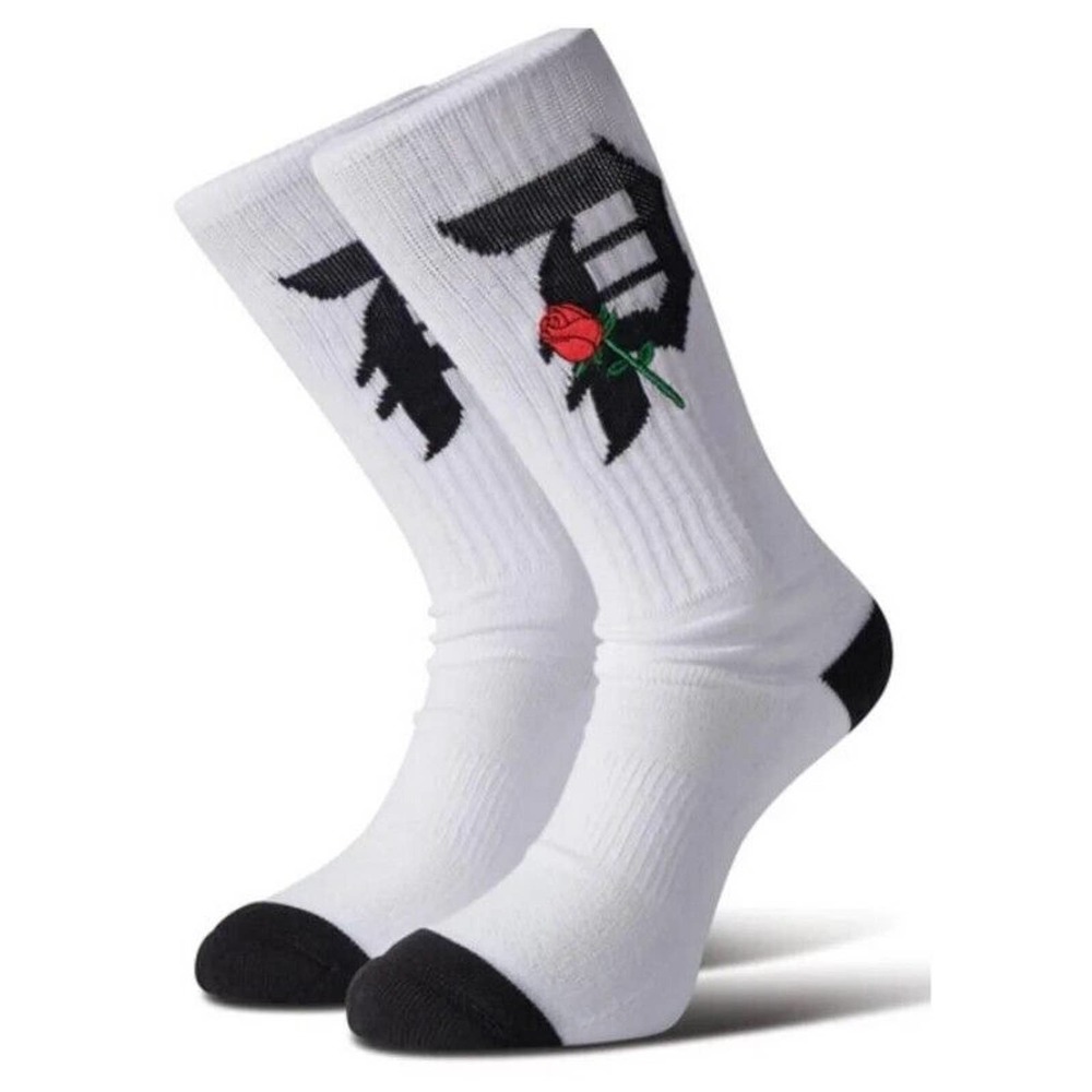 Primitive Skateboarding Apparel Men's Dirty P Rosebud Embroidered White Socks